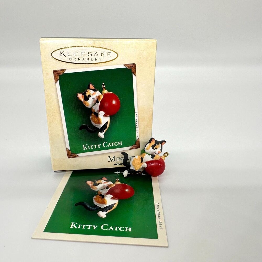 Hallmark Keepsake Kitty Catch 2003 Miniature Cat Christmas Ornament